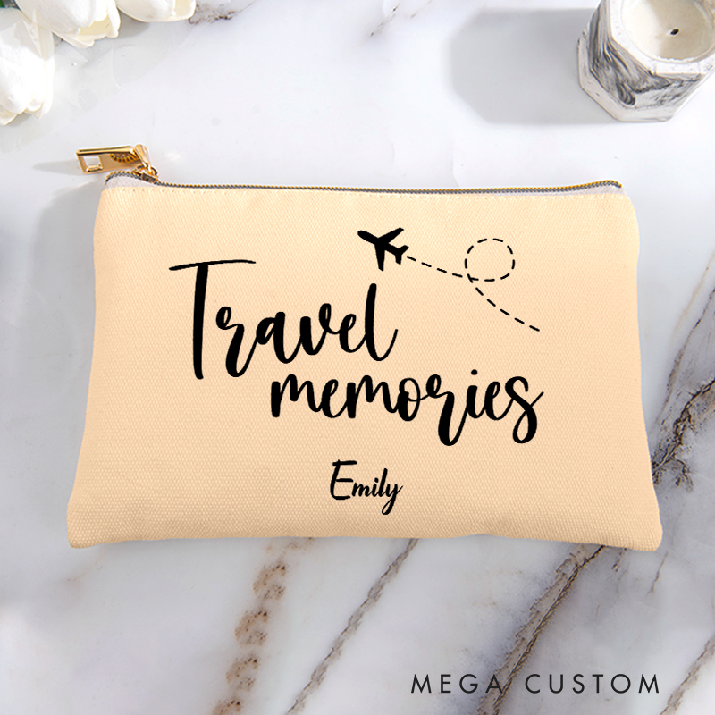 Personalized Travel Memories Storage Bag for Traveling Lover Zippered Project Pouch Gift for Travelers