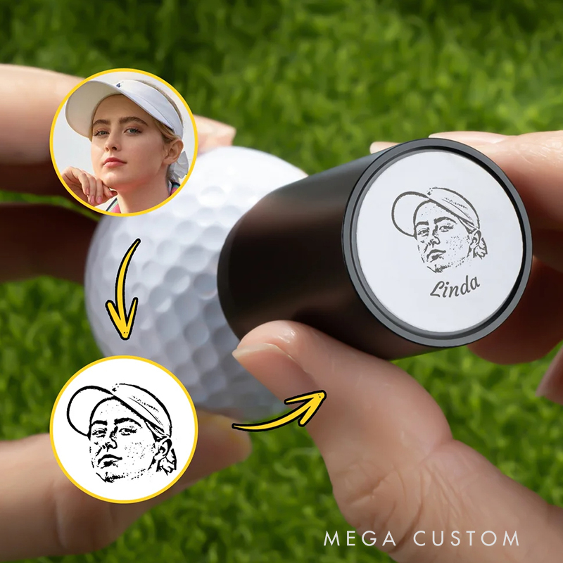 Personalized Golf Ball Stamp with Custom Face Photo and Name  