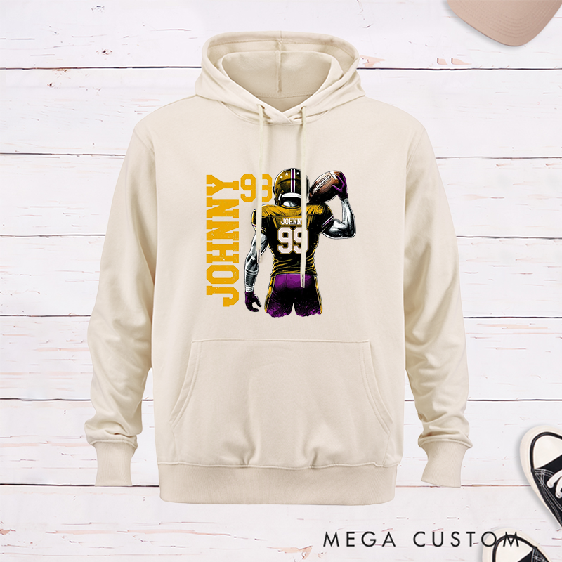 Personalized Football Hoodie with Custom Name, Number, and Unique Player Design