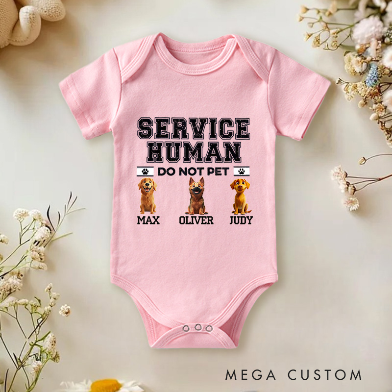 Personalized Service Human Do Not Pet Dog Baby Bodysuit Baby Shower Gift