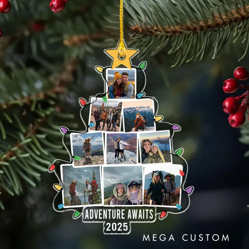 Personalized Photo Camping Christmas Tree Ornament Outdoor Lover Christmas Decor Gift for Hiking Family 