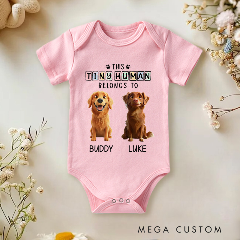 Personalized Tins Baby and Lovely Dogs Bodysuit Baby Shower Gift