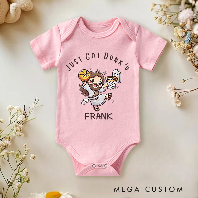 Personalized Just Got Dunk'd Baptism Baby Onesie Gift for Baby Shower