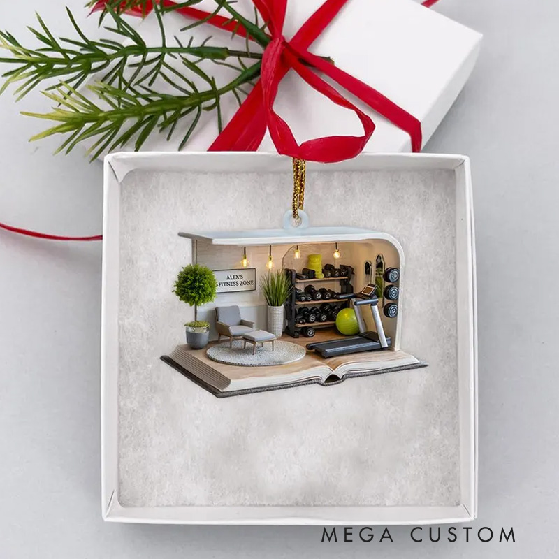 Personalized Flat Fitness Room Decoration Christmas Tree Fitness Gym Xmas Ornament Gift for Gym Lover