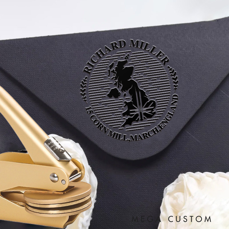 Personalized Country Map House Village Embosser Ex Libris Envelope Book Embossing Stamp Creative Souvenir Gift for Friend Family Backpacker Traveler