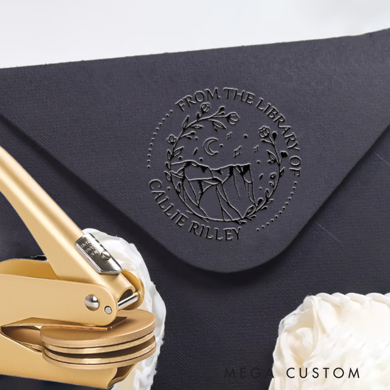 Personalized Dragon Fantasy Novel Hand Held Book Embosser Stamp Dragon Lover Birthday Embosser Stamp with Name Text Gift for Book Lovers Reading Gift