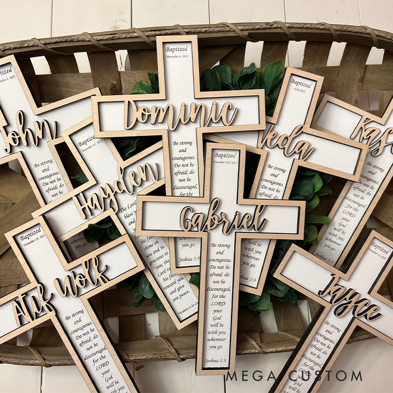Personalized Baptism Wood Cross with Name Occasion Date and Bible Verse Home Decor Religious Gifts for Christian Dedication Gift Christening Giftfts for Christian Baptism Gift for Home Decor