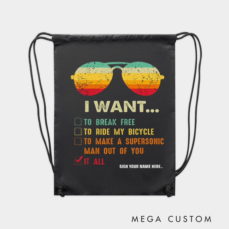 Personalized Retro Style Drawstring Bag Team Sunglasses Sports Backpack Bags for Cycling Lovers