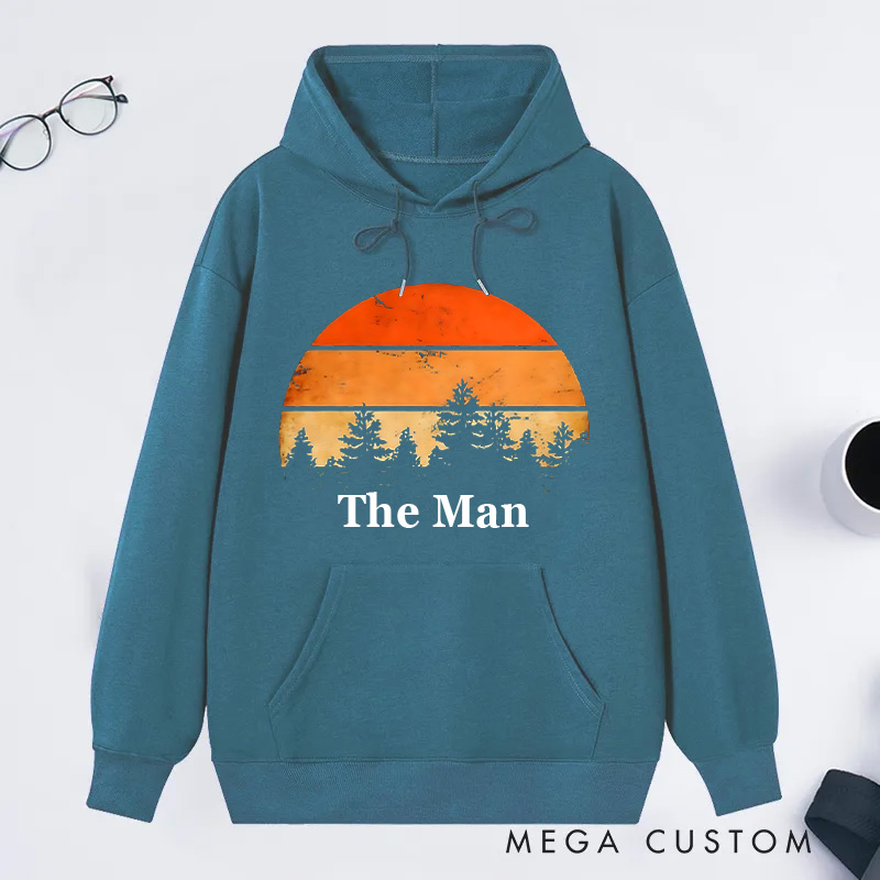 Personalized Retro Camping Hoodie Forest Sunset Classic Hoodies Nature Lover Hoodies Travel Campers Outdoors Gift