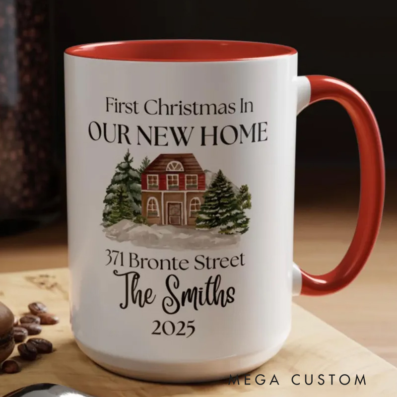 Personalized New Home Mug First Christmas in Our New Home Mug House Address Mug Happy New Home Gift Christmas in New Home Keepsake 2025