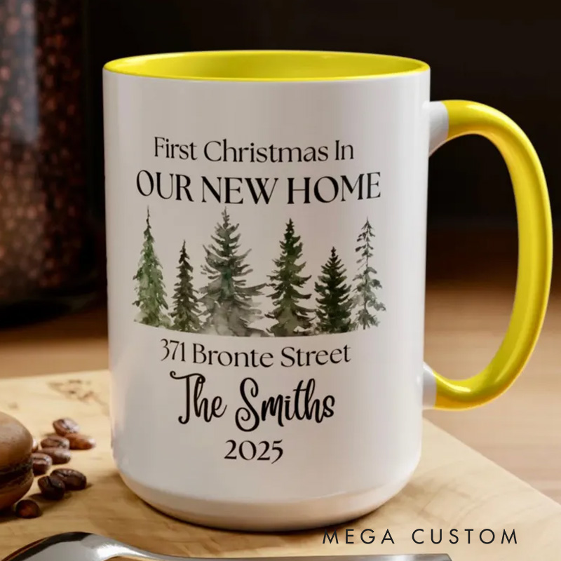 Personalized New Home Mug First Christmas in Our New Home Mug House Address Mug Christmas in New Home Keepsake