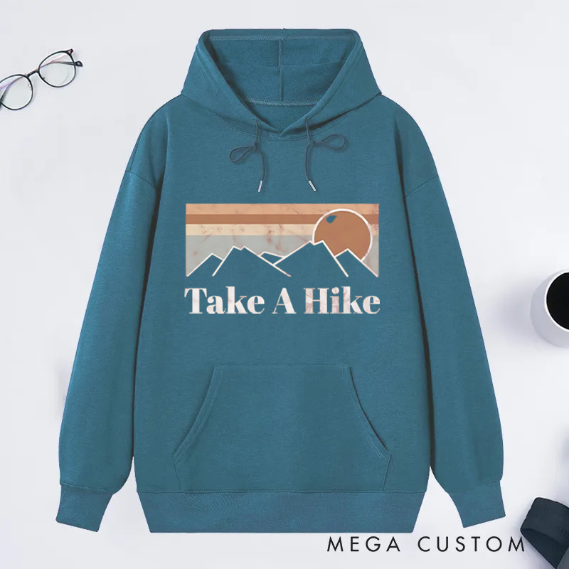 Personalized Take a Hike Classic Hoodies Retro Inspired Mountain Hoodie Outdoors Nature Lover Hoodies Gift for Adventure Lover