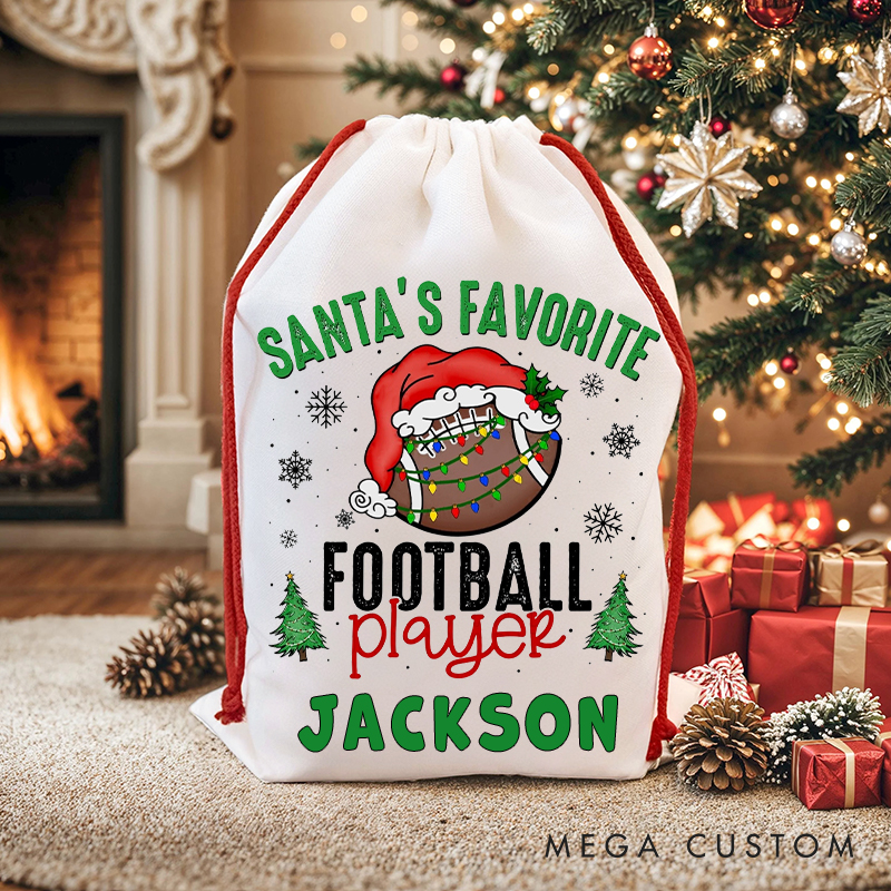 Personalized "Santa's Favorite Player" Christmas Sack with Custom Sport and Name  