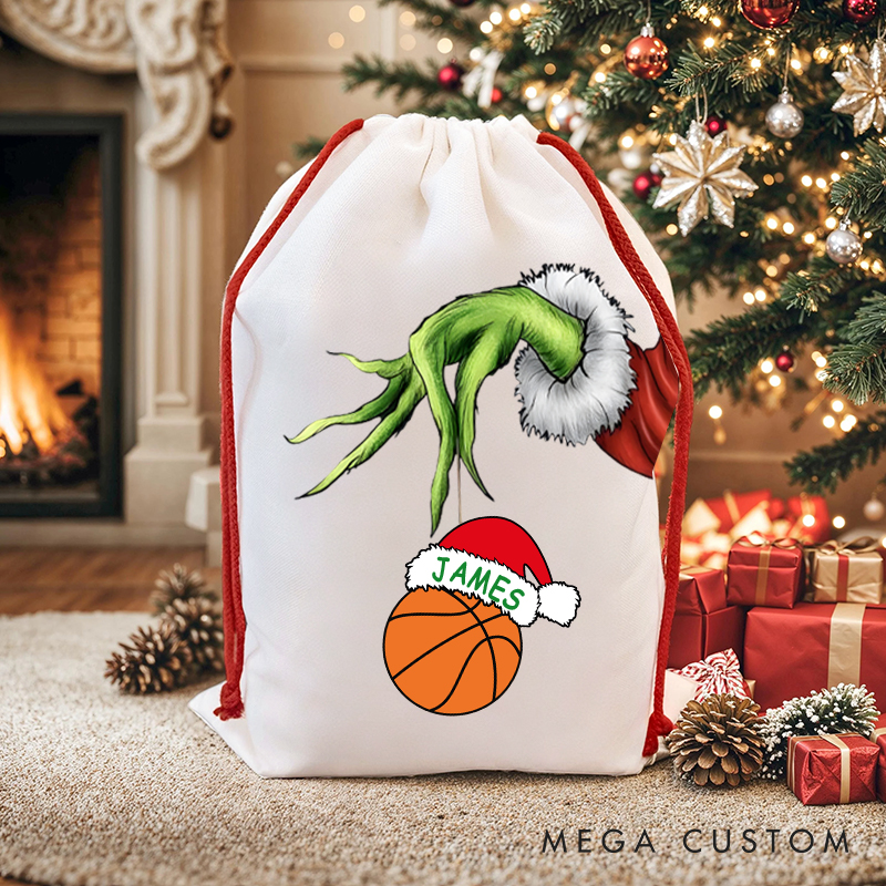 Personalized Funny Christmas Sack with Custom Name and Sport Design  