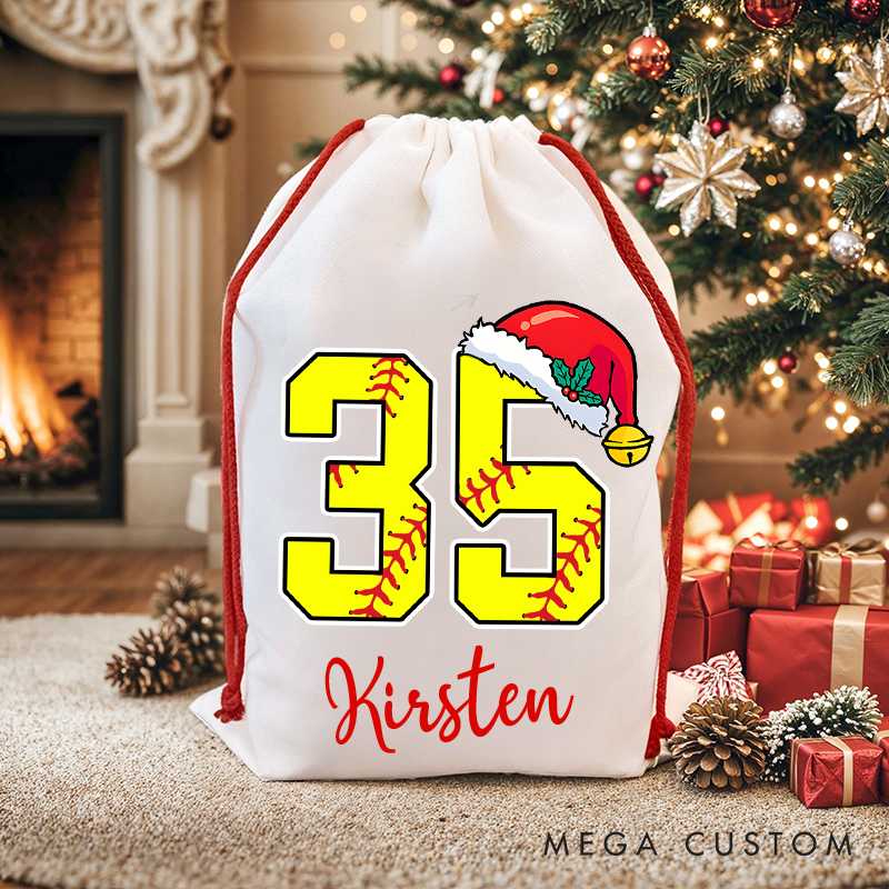 Personalized Christmas Sack with Custom Name Number and Holiday Details