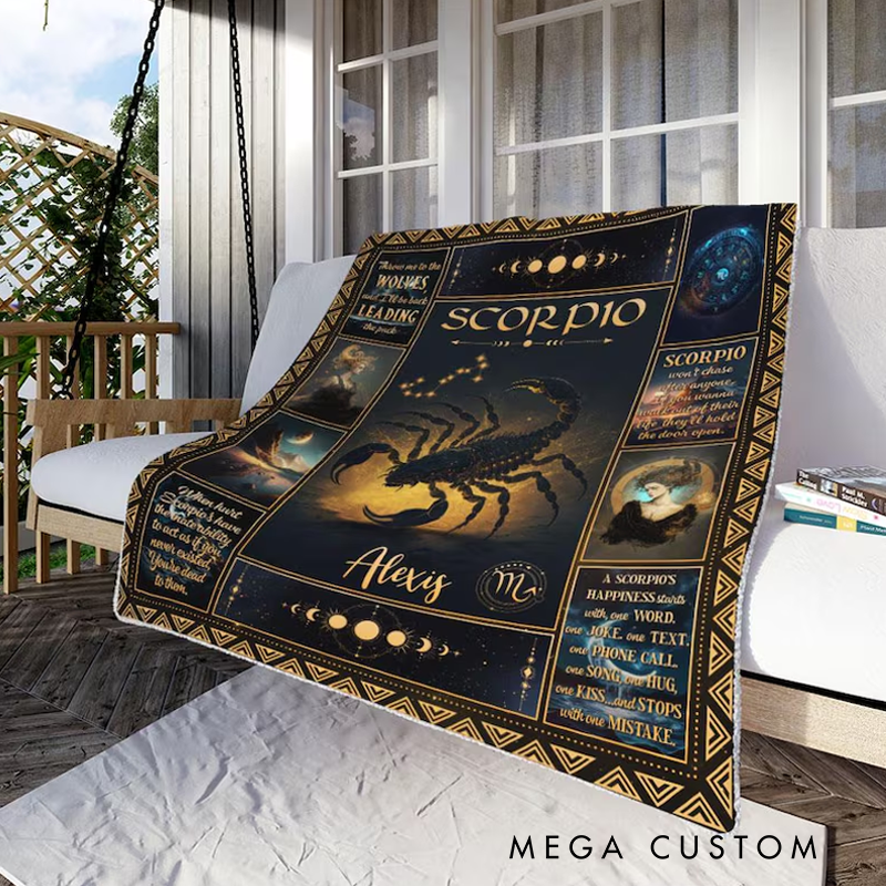 Personalized Scorpio Blanket Horoscope Astrology Blanket for Scorpio Custom Name Constellations Quilt Tarot Zodiac Sign Birthday Gifts