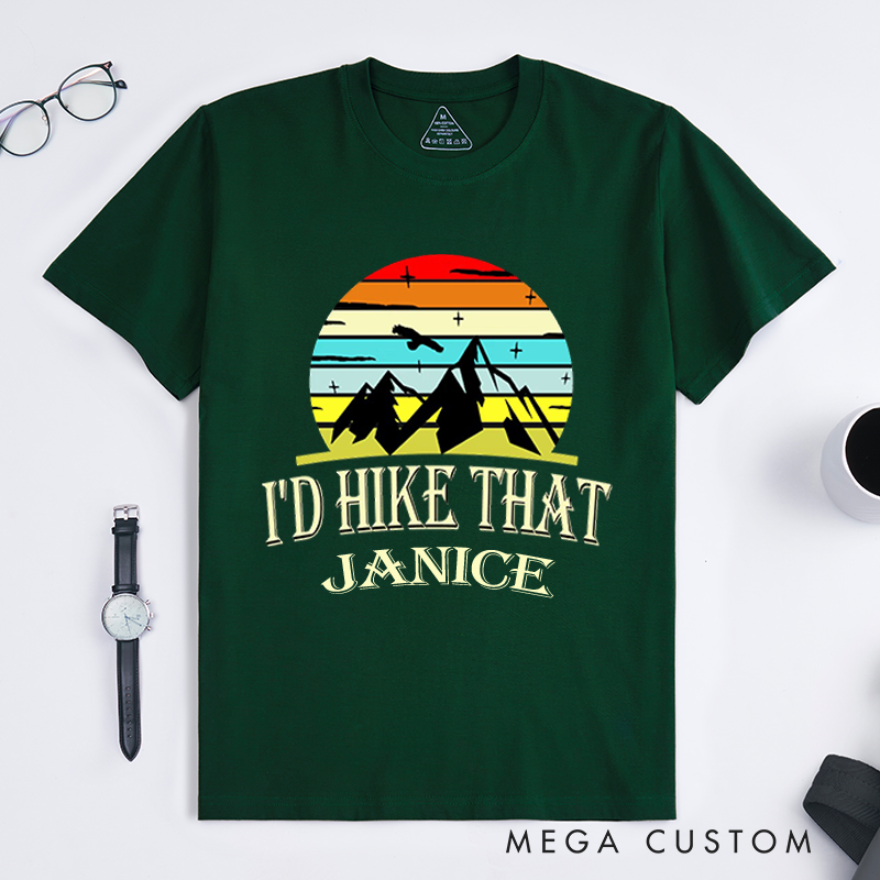 Personalized I'd Hike That T-Shirt Adventure Awaits Shirt Hiking Camping Tee Gift for Outdoor Mountain Climber Travel