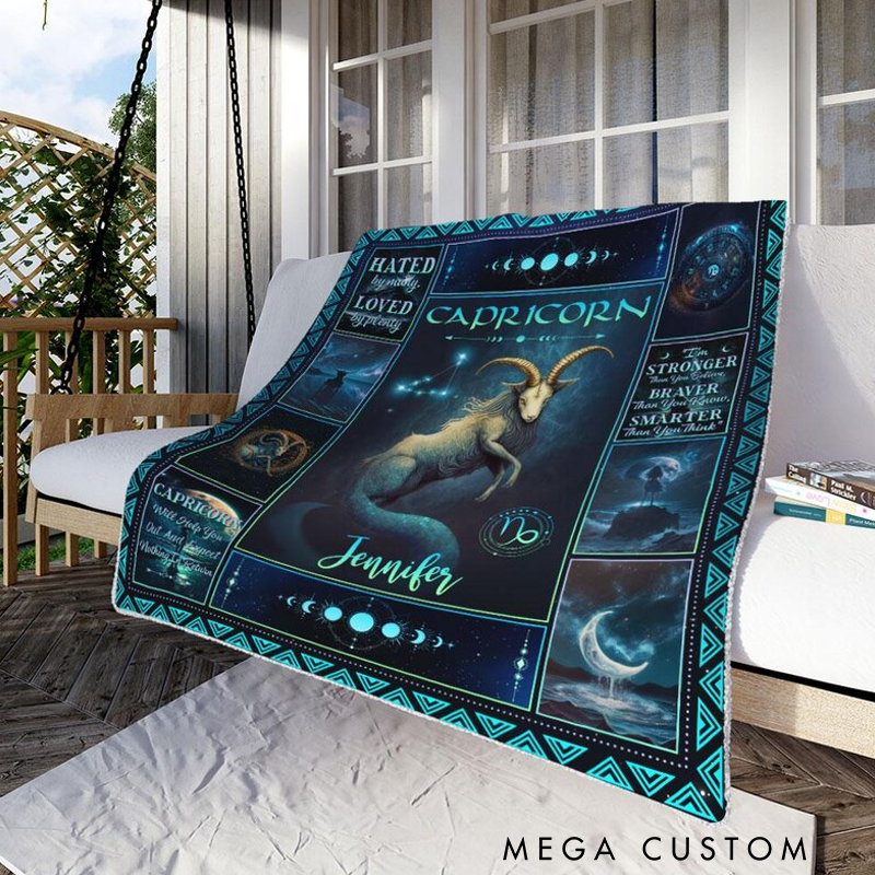Personalized Zodiac Capricorn Blanket Custom Name Constellations Quilt Tarot Horoscope Astrology Blanket Horoscope Blanket for Capricorn