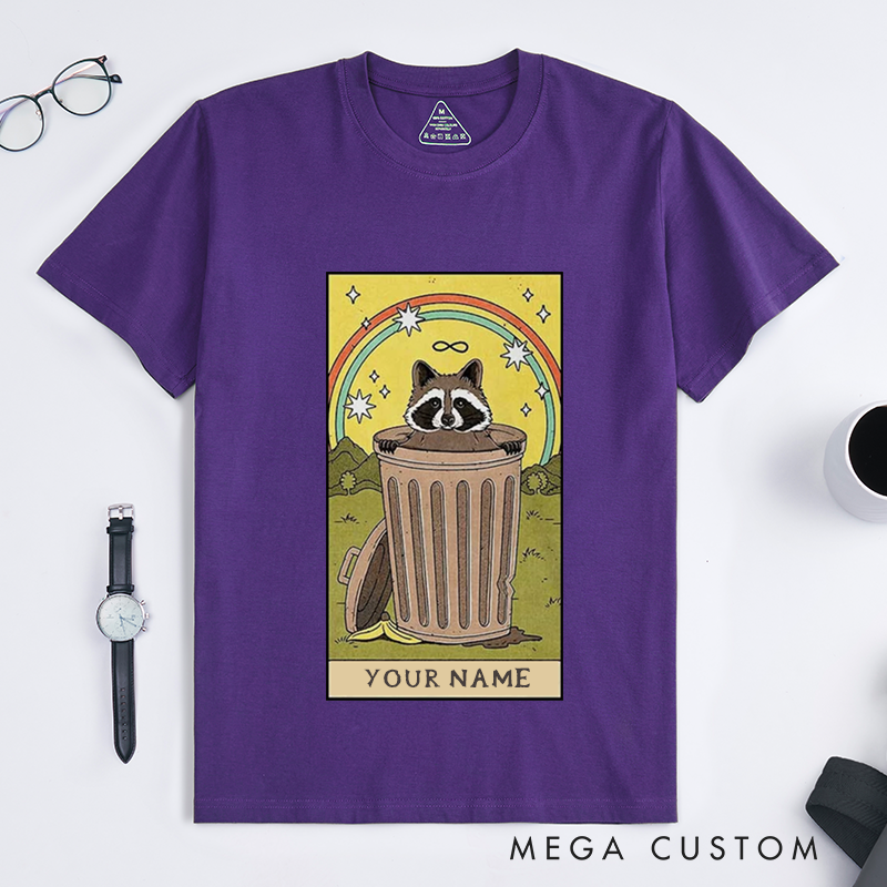 Personalized Tarot Lovers Classic T-Shirts King of Trash Raccoon Tarot Card T-Shirt Unisex Adult Mens Womens Gift 