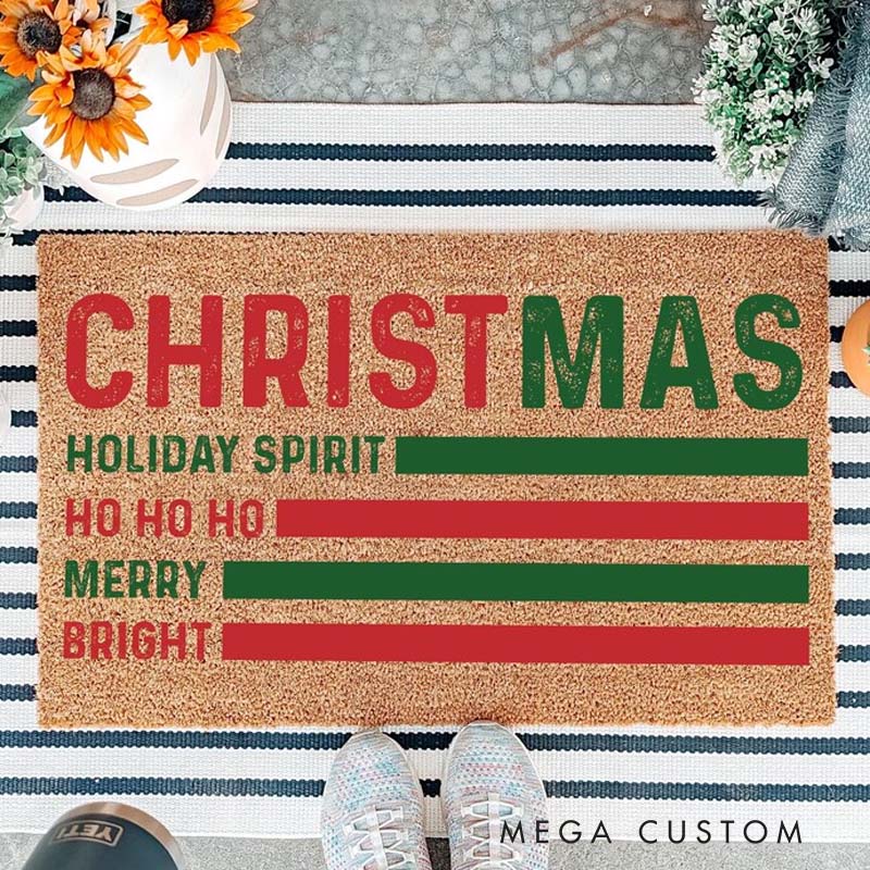 Personalized Christmas Doormat Tis The Season Christmas Doormat Custom Buffalo Plaid Tree Welcome Mat Holiday Porch Decor Rustic Farmhouse Entry Rug