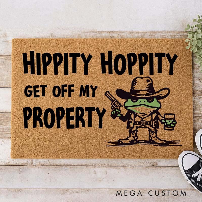 Personalized Hippi.ty Hopp.ity Get Off My Property Doormat Welcome Doormat Funny Doormat Funniest Mat New Home Gift Housewarming Gift Funny Gift