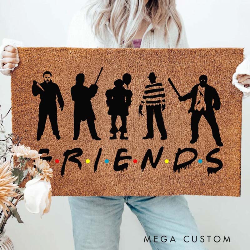 Personalized Friends Horror Halloween Doormat In This House We Horror Doormat Halloween Creepy Rug Scary Doormat Halloween Decor Halloween Gifts