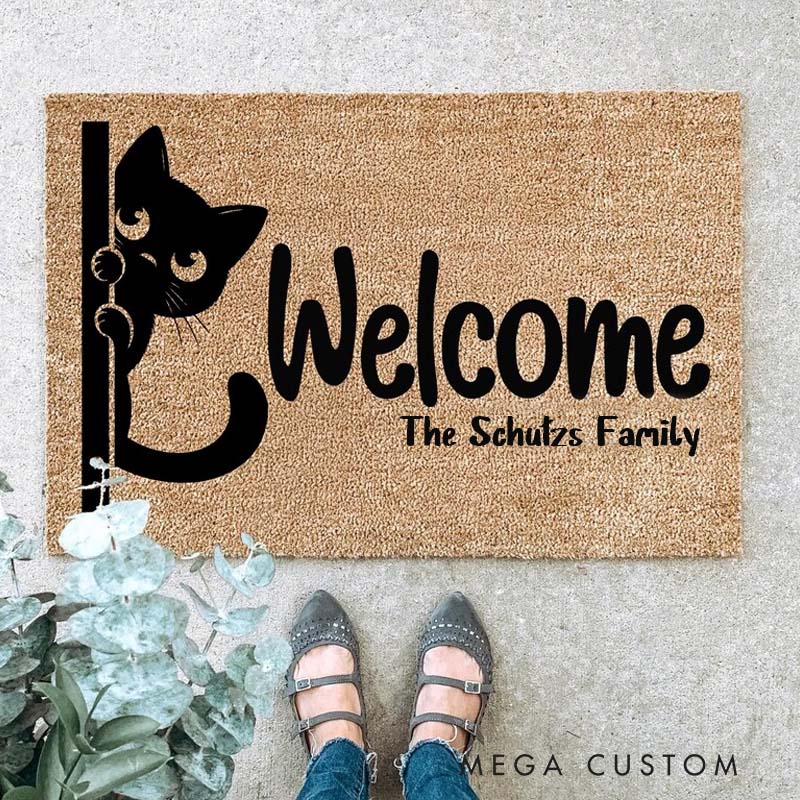 Personalized Welcome Cat Doormat Funny Cat Doormat Gift For Pet Lovers Custom Cat Doormat New Home Cat Lover Present Hope You Like Cats