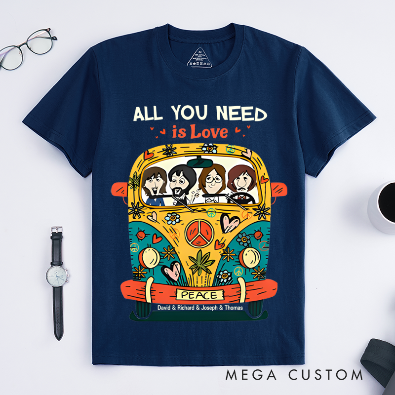 Personalized Classic T-Shirts Retro Hippie Graphic Tee Perfect for Classic Rock and Hippie Style Lovers and 60s Music Fans T-Shirt