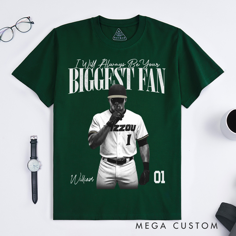 Personalized Biggest Fan T-Shirt with Player Image and Name Customization 