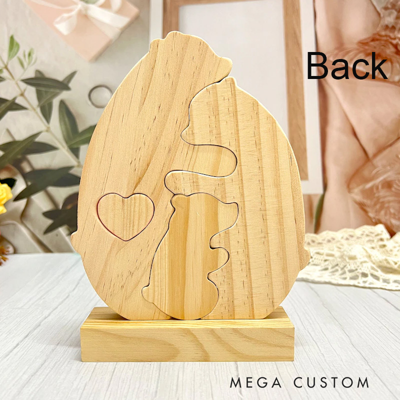 Personalized Wooden Bear Family Puzzle Wooden Bear With Heart Engraved Customizable Name Family Puzzle Family Keepsake Gift New Home Housewarming Gift