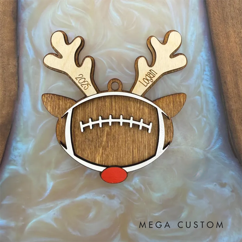 Personalized Sports Reindeer Christmas Ornaments Custom Soccer Baseball Basketball Volleyball Decorations