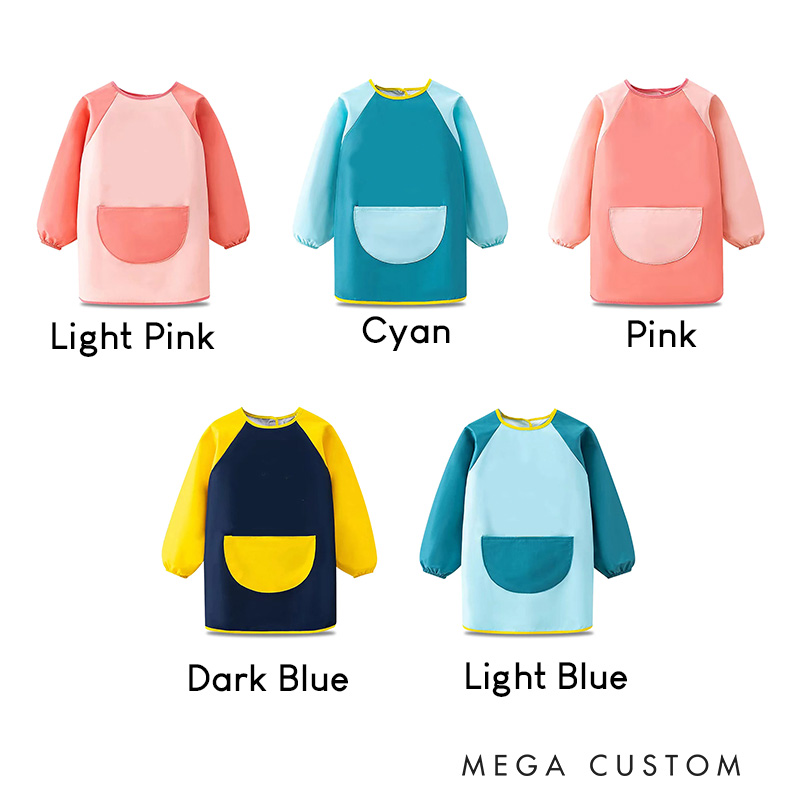 Personalized Cute Animal Kids Art Apron Long Sleeve Kid Apron with Name Painting Handcraft Activities Birthday Holiday Gift for Kids