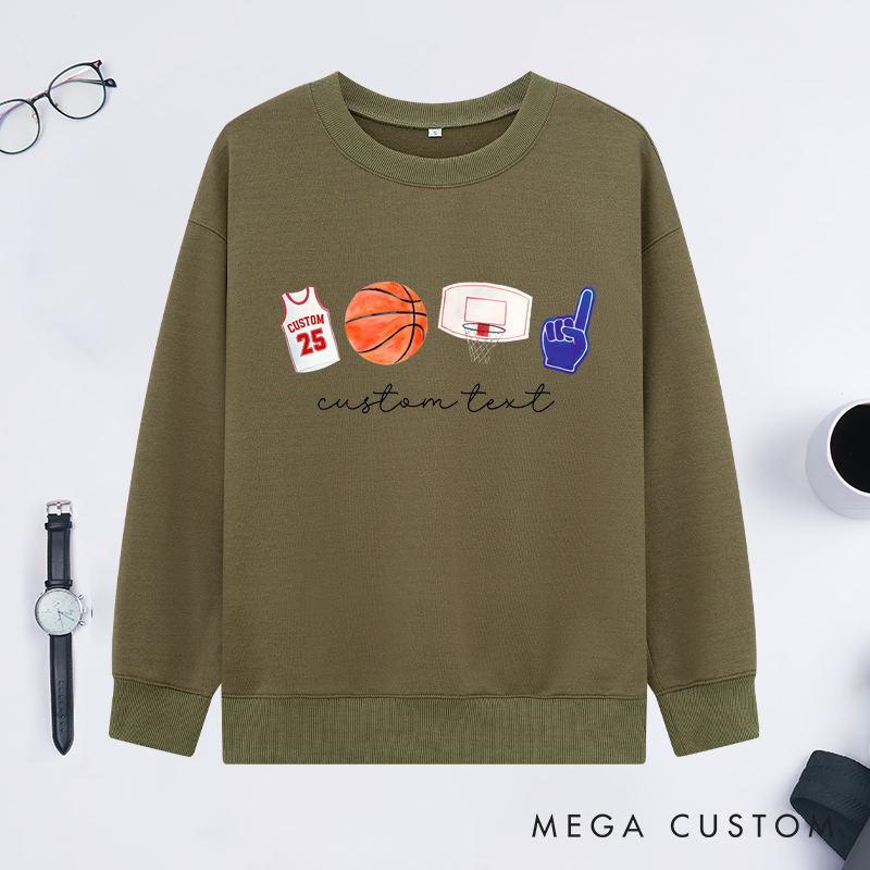 Personalized Basketball Sweatshirt Custom Jersey Number Custom Text Shirt