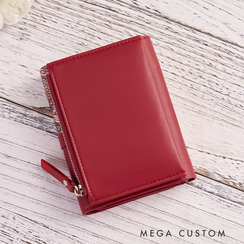 Personalized Leather Wallet For Her Birth Flower Wallet with Name Engraved Wallet For Women Leather Purse Birthday Gift For Her Gift For Mother Bridesmaid Gift Christmas Gift