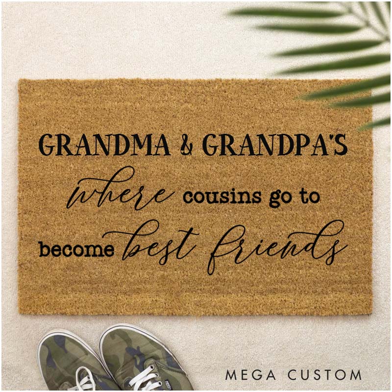 Personalized Where Cousins Become Best Friends Doormat Housewarming Gift Durable Welcome Mat for New Home Indoor Outdoor Door Mat Family Home Decor Rug