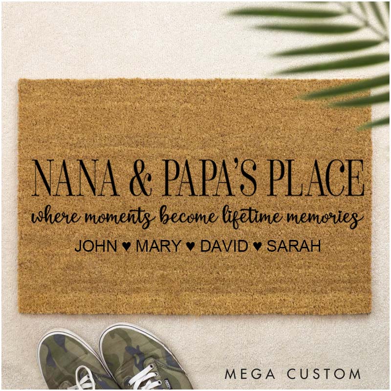 Personalized Where Moments Become Memories Doormat Housewarming Gift Durable Welcome Mat for New Home Indoor Outdoor Door Mat Family Home Decor Rug