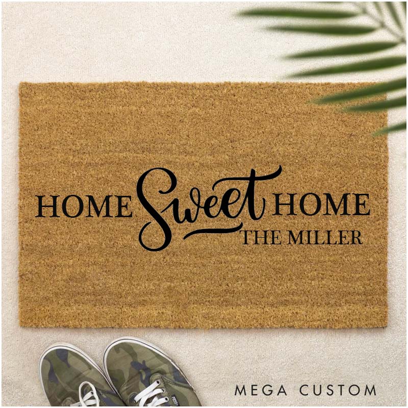 Personalized Doormat Custom Home Sweet Home Door Mat New Home Gift Housewarming Wedding Gift for Couples Home Sweet Home Doormat Christmas Gift