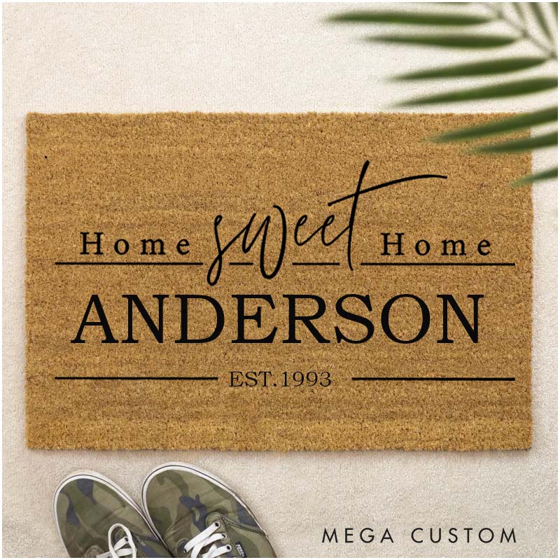 Personalized Home Sweet Home Doormat Custom Family Name Housewarming Gift Welcome Mat Indoor Outdoor Home Decor Front Door Rug