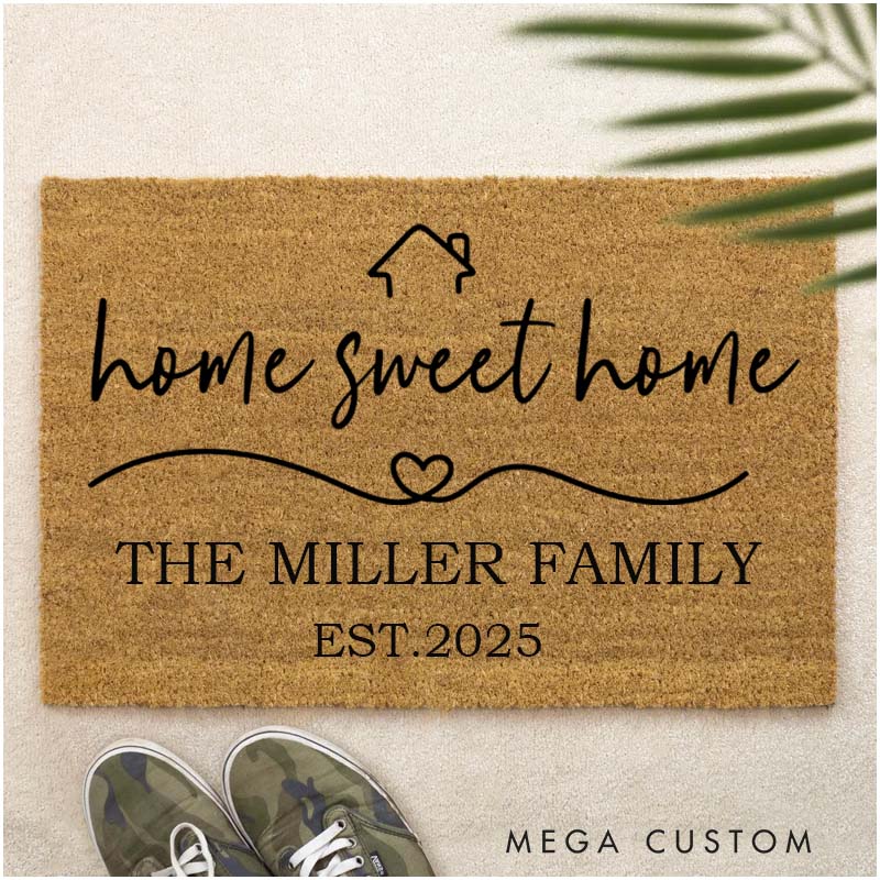 Personalized Doormat Custom Family Doormat Home Sweet Home Doormat Christmas Gift Home Doormat Housewarming Gift Closing Gifts