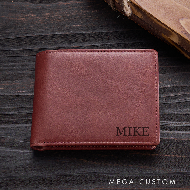 Personalized Leather Wallet Mens Wallet Custom Wallet for him Engraved Wallets with Name Minimalist Wallet Leather Gift For Him Gift for Husband Boyfriend Father