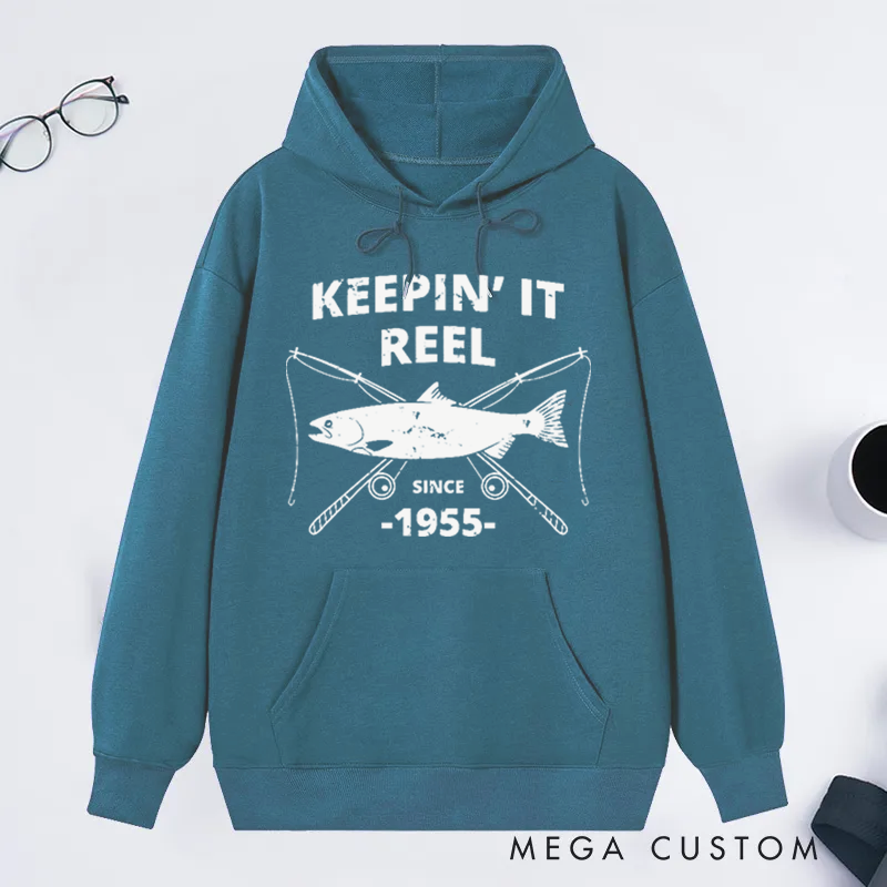 Personalized Keepin It Reel Fishing Hoodie Fisherman Birthday Gift Fisherman Gift Custom Time Comfortable and Stylish Gift for Fishing Enthusiasts