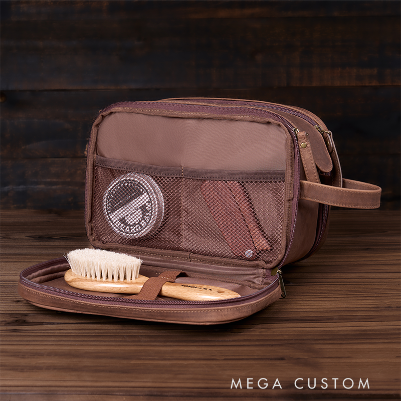 Personalized Men's Leather Toiletry Bag Leather Dopp Kit Anniversary Gift Custom Gift for Men Gifts For Husband Wedding Groomsmen Gifts