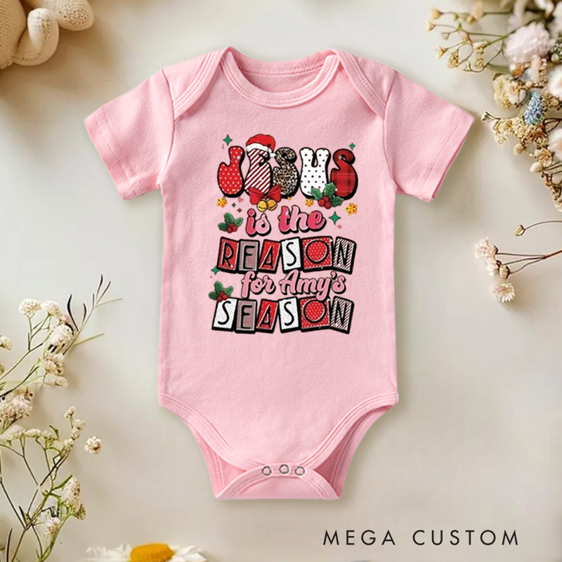 Personalized Baby Onesie and Special Christmas Baby Bodysuit with Jesus Theme Design for Baby's Special Season