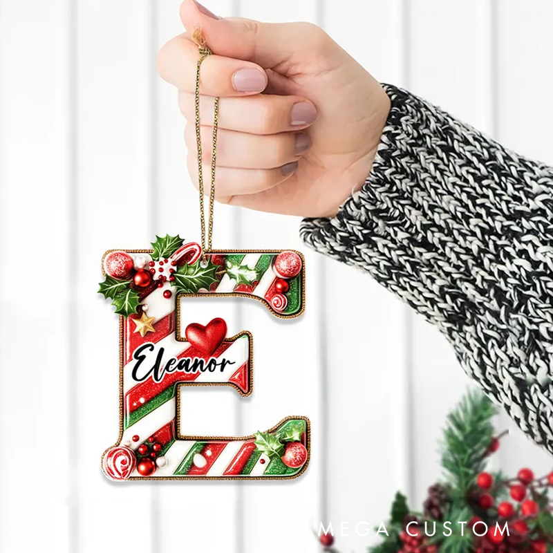 Personalized Christmas Ornament with Name One Sided Custom Letter Holiday Decoration for Tree Family Christmas Letters