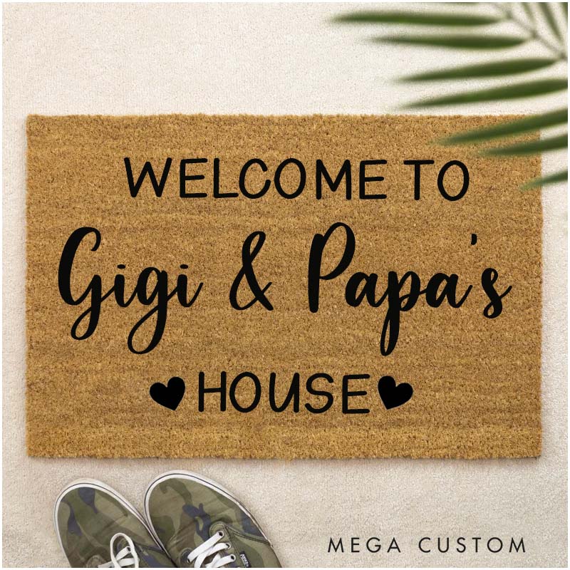 Personalized Welcome to Our Home Doormat Housewarming Gift Durable Curly Mat Indoor Outdoor Door Mat All Weather Non Shedding New Home Decor