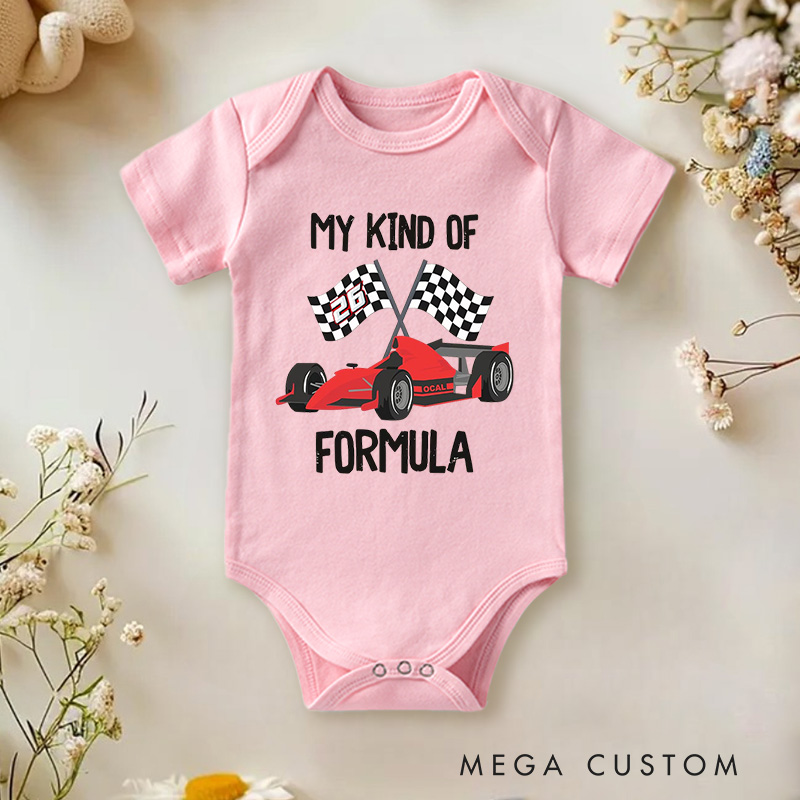 Personalized Race Car Grand Prix Checkered FlagOnesie Baby Bodysuit