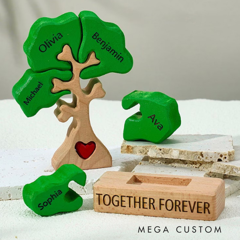 Personalized Family Tree Puzzle Wooden Home Sweet Home Decor Unique Housewarming Gift Custom Family Keepsake for New Home Living Room Decoration