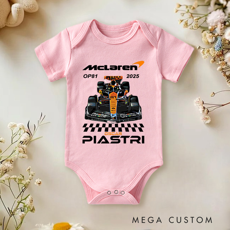 Personalized Oscar Piastri OP81 Baby Bodysuit BirthdayChristmas Gift for Baby