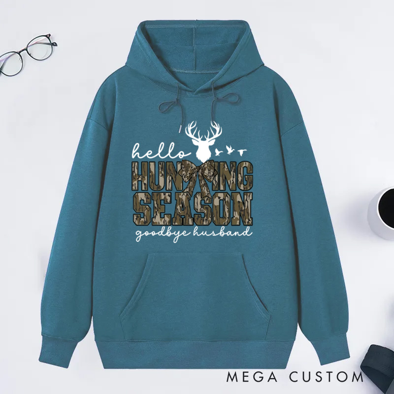Personalized Hello Hunting Season Goodbye Husband Sweatshirt Hunting Lover Sweater Deer Hunters Hoodie Sweatshirt Outdoor Hunting Lover Hift