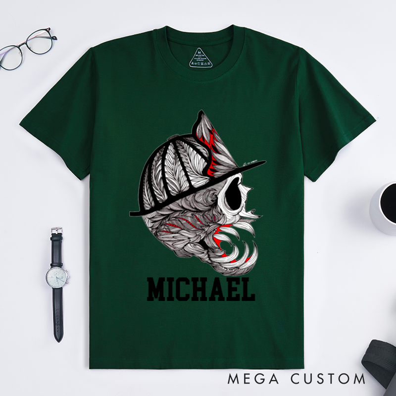 Personalized Firefighter T-Shirts Firefighter Helmet Design T-Shirt Firefighter Dad Gift